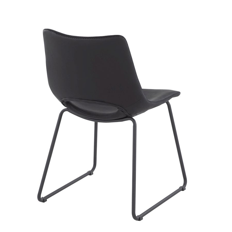 LumiSource Robbi Dining Chair, Set of 2 in Black Steel/Black PU