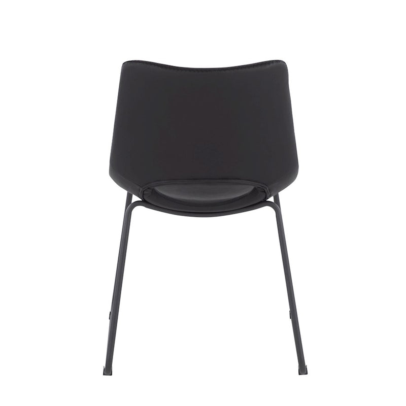 LumiSource Robbi Dining Chair, Set of 2 in Black Steel/Black PU