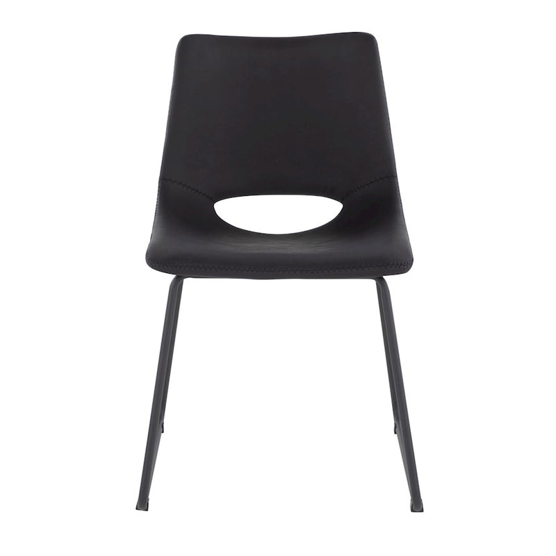LumiSource Robbi Dining Chair, Set of 2 in Black Steel/Black PU