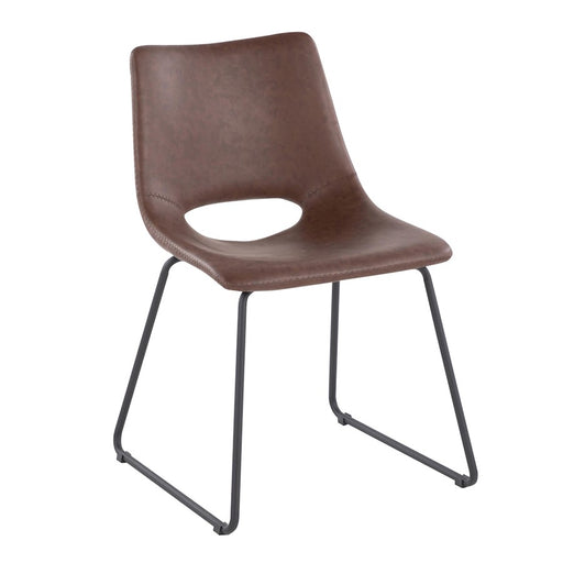 LumiSource Robbi Dining Chair, Set of 2 in Black Steel/Brown PU