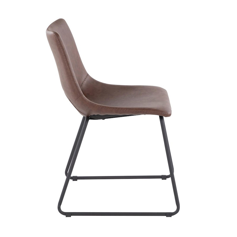 LumiSource Robbi Dining Chair, Set of 2 in Black Steel/Brown PU