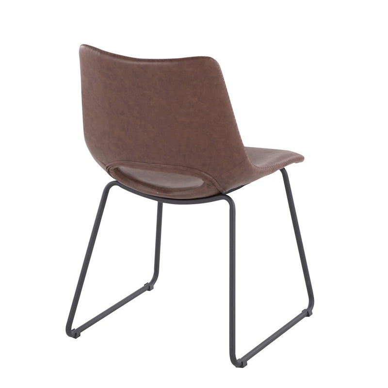 LumiSource Robbi Dining Chair, Set of 2 in Black Steel/Brown PU