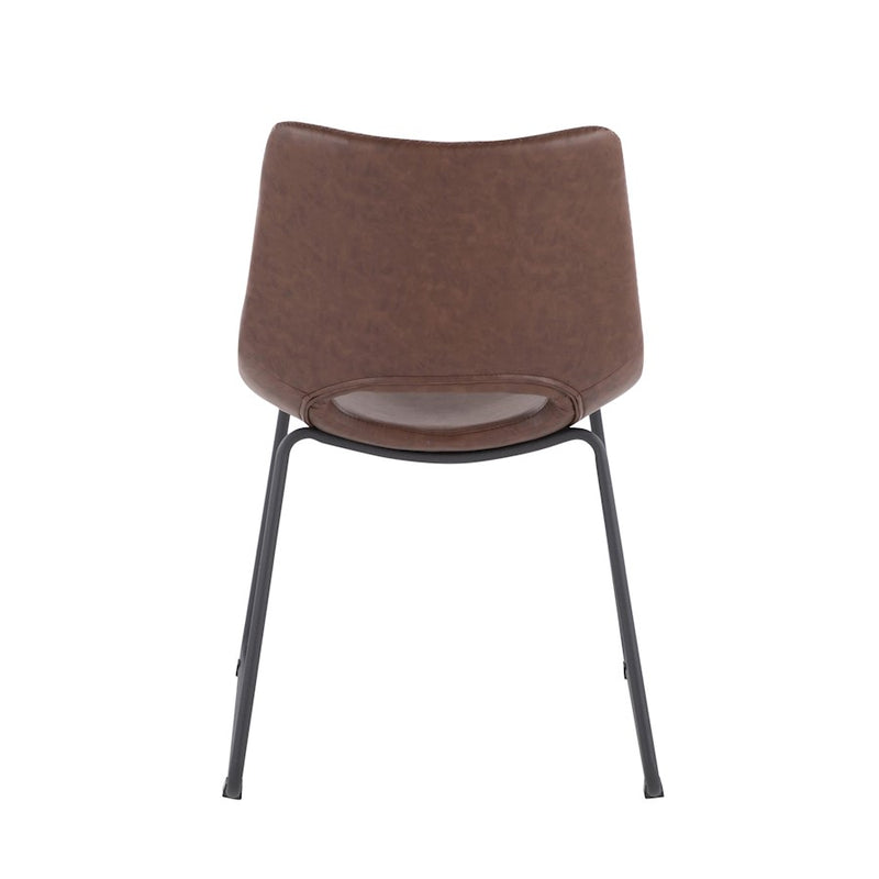 LumiSource Robbi Dining Chair, Set of 2 in Black Steel/Brown PU