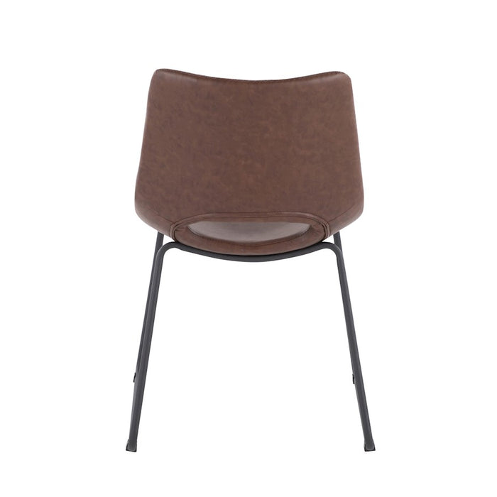 LumiSource Robbi Dining Chair, Set of 2 in Black Steel/Brown PU