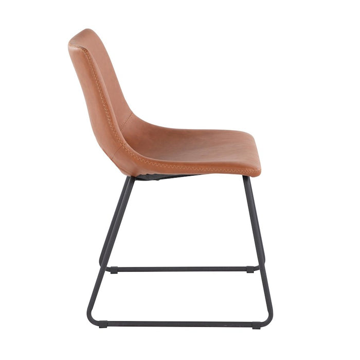 LumiSource Robbi Dining Chair, Set of 2 in Black Steel/Camel PU