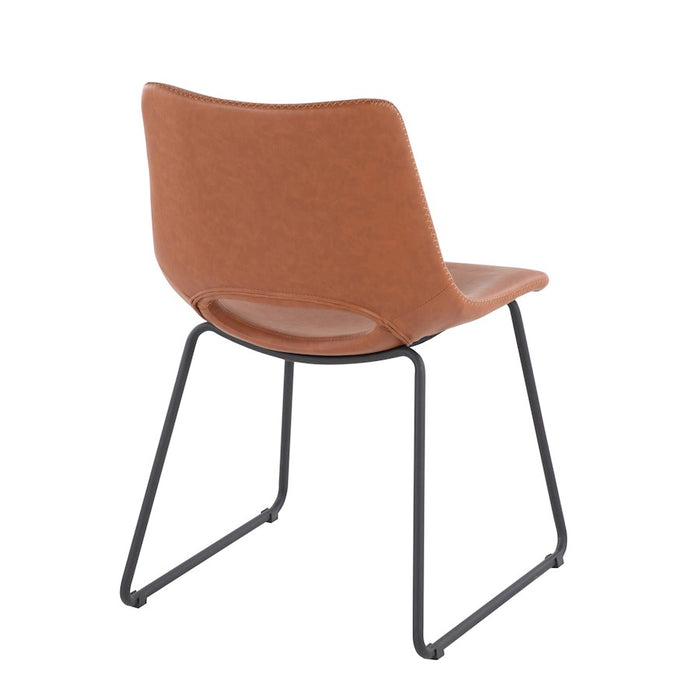 LumiSource Robbi Dining Chair, Set of 2 in Black Steel/Camel PU