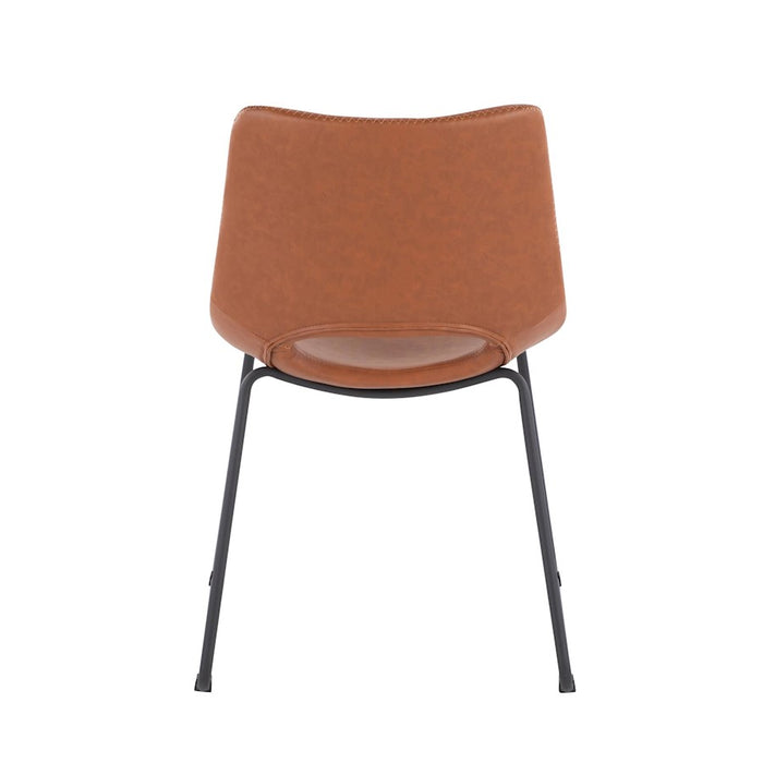 LumiSource Robbi Dining Chair, Set of 2 in Black Steel/Camel PU