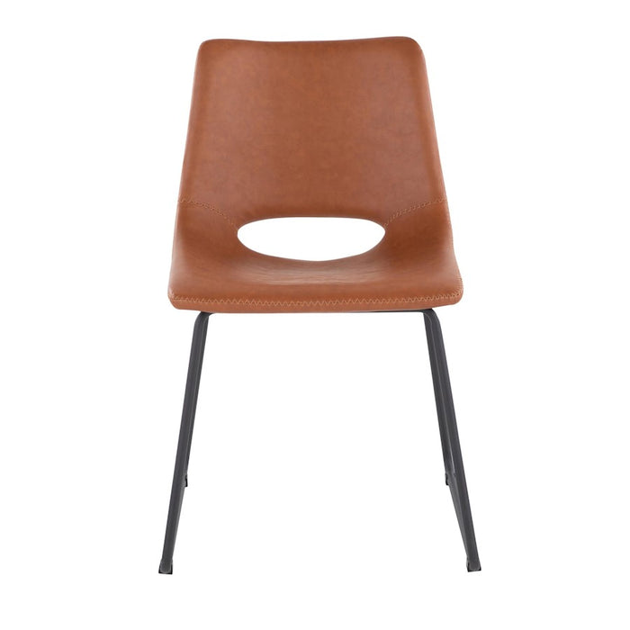 LumiSource Robbi Dining Chair, Set of 2 in Black Steel/Camel PU