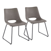 LumiSource Robbi Dining Chair, Set of 2 in Black Steel/Grey PU - CH-ROBBIBKGY2