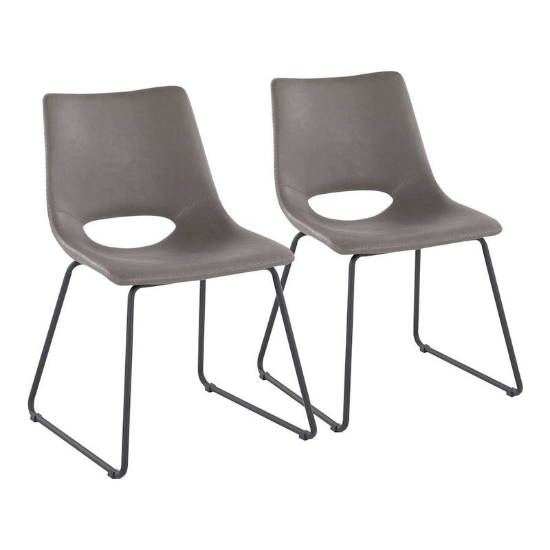 LumiSource Robbi Dining Chair, Set of 2 in Black Steel/Grey PU - CH-ROBBIBKGY2