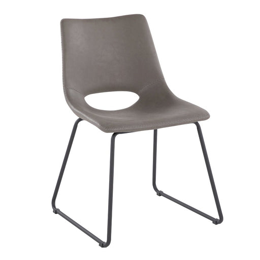 LumiSource Robbi Dining Chair, Set of 2 in Black Steel/Grey PU