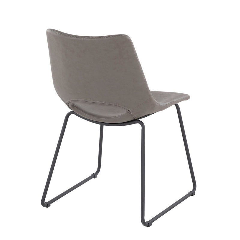 LumiSource Robbi Dining Chair, Set of 2 in Black Steel/Grey PU