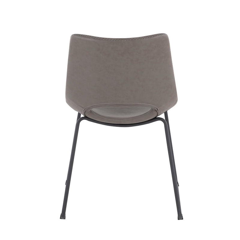 LumiSource Robbi Dining Chair, Set of 2 in Black Steel/Grey PU