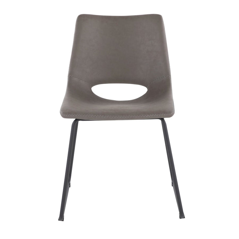 LumiSource Robbi Dining Chair, Set of 2 in Black Steel/Grey PU
