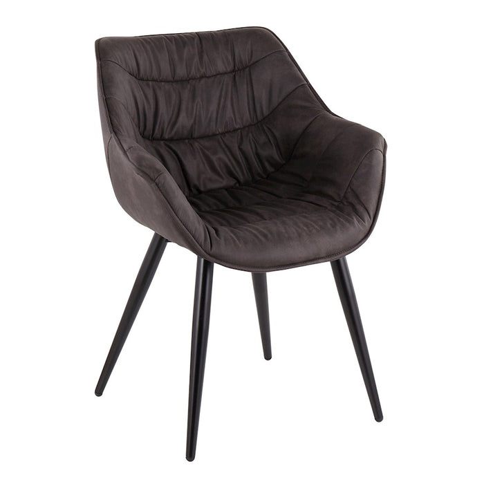 LumiSource Rouche Chair, Set of 2, Black/Black Cowboy Fabric