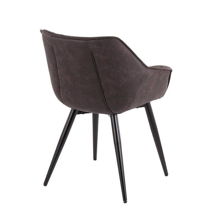 LumiSource Rouche Chair, Set of 2, Black/Black Cowboy Fabric