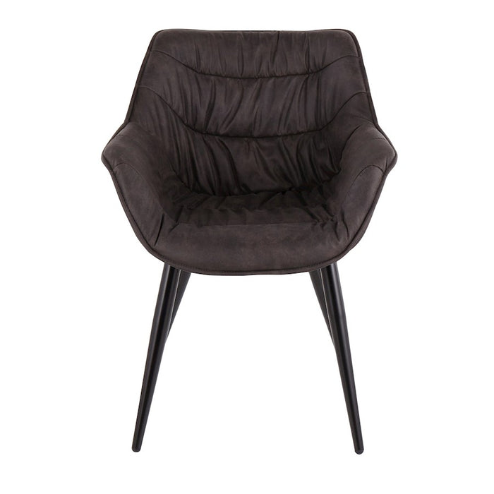 LumiSource Rouche Chair, Set of 2, Black/Black Cowboy Fabric