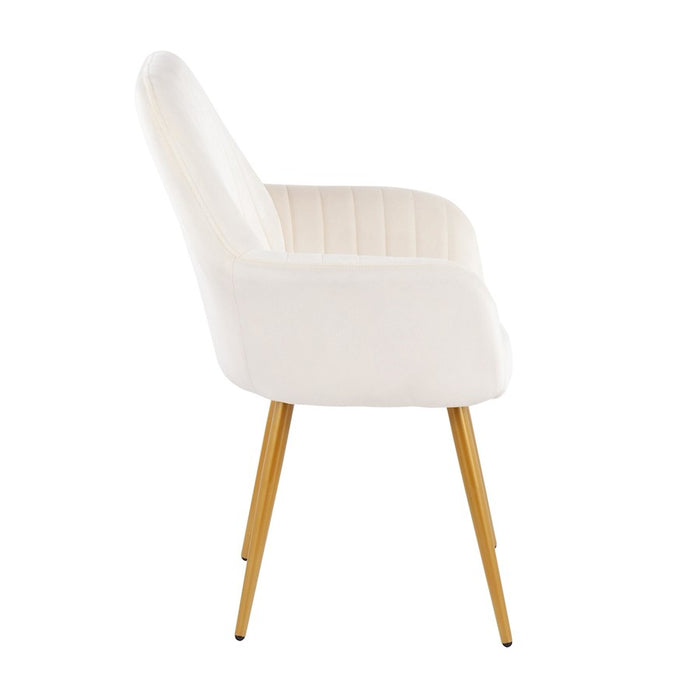 LumiSource Shelton Chair in Gold Steel/Cream Velvet