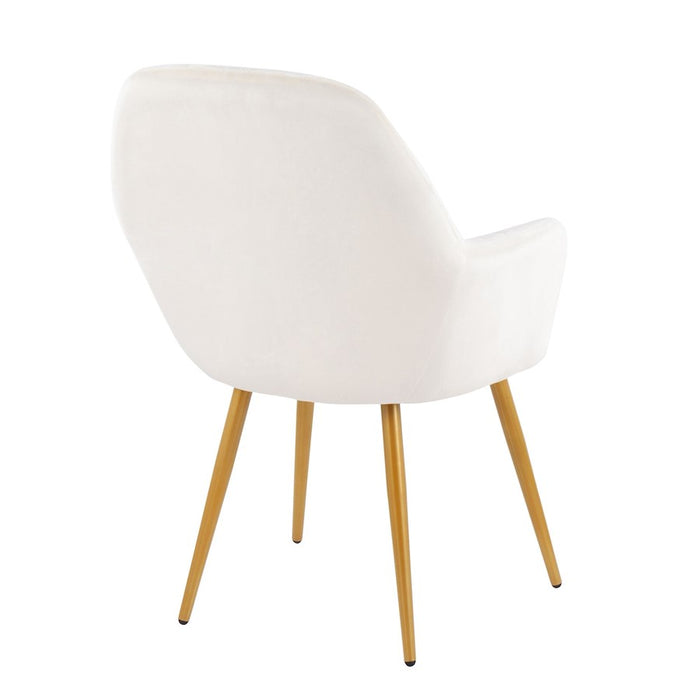 LumiSource Shelton Chair in Gold Steel/Cream Velvet