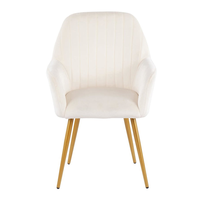 LumiSource Shelton Chair in Gold Steel/Cream Velvet