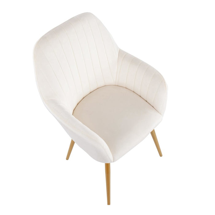 LumiSource Shelton Chair in Gold Steel/Cream Velvet