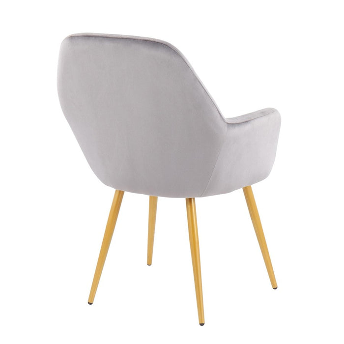 LumiSource Shelton Chair in Gold Steel/Silver Velvet