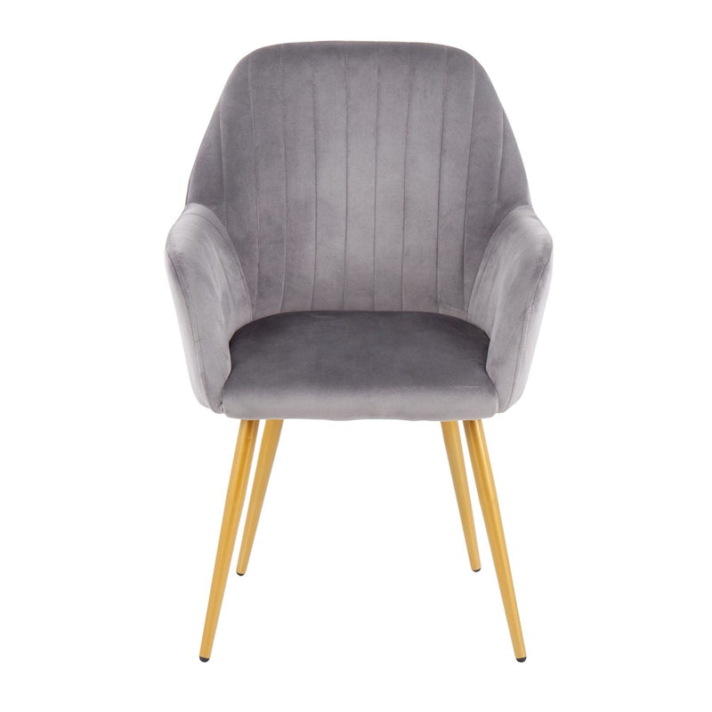 LumiSource Shelton Chair in Gold Steel/Silver Velvet