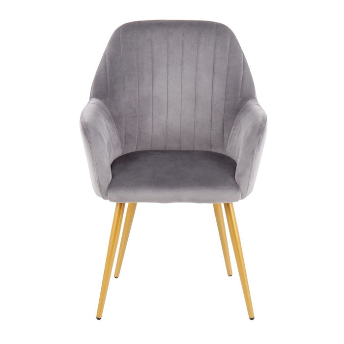 LumiSource Shelton Chair in Gold Steel/Silver Velvet
