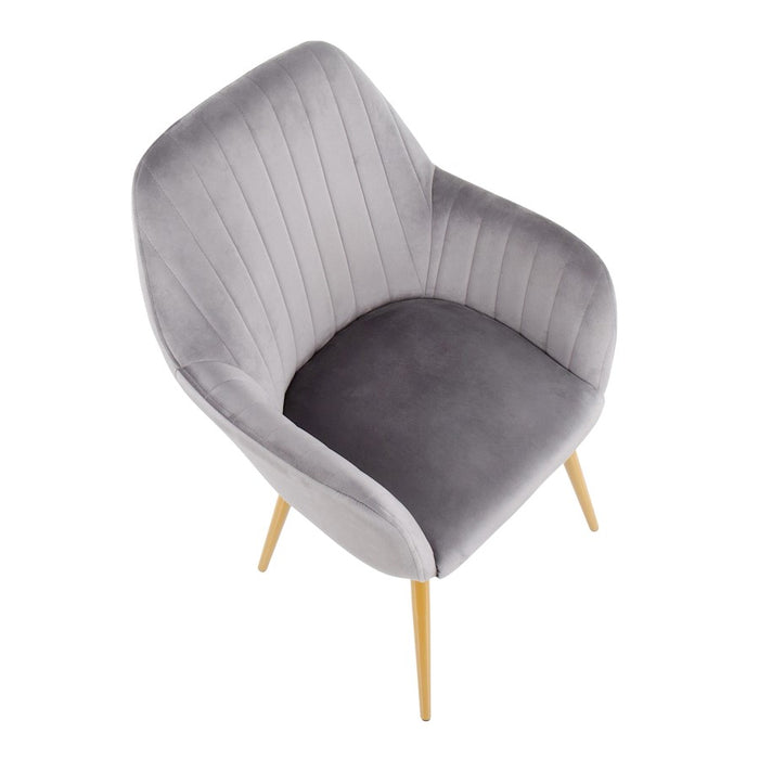 LumiSource Shelton Chair in Gold Steel/Silver Velvet