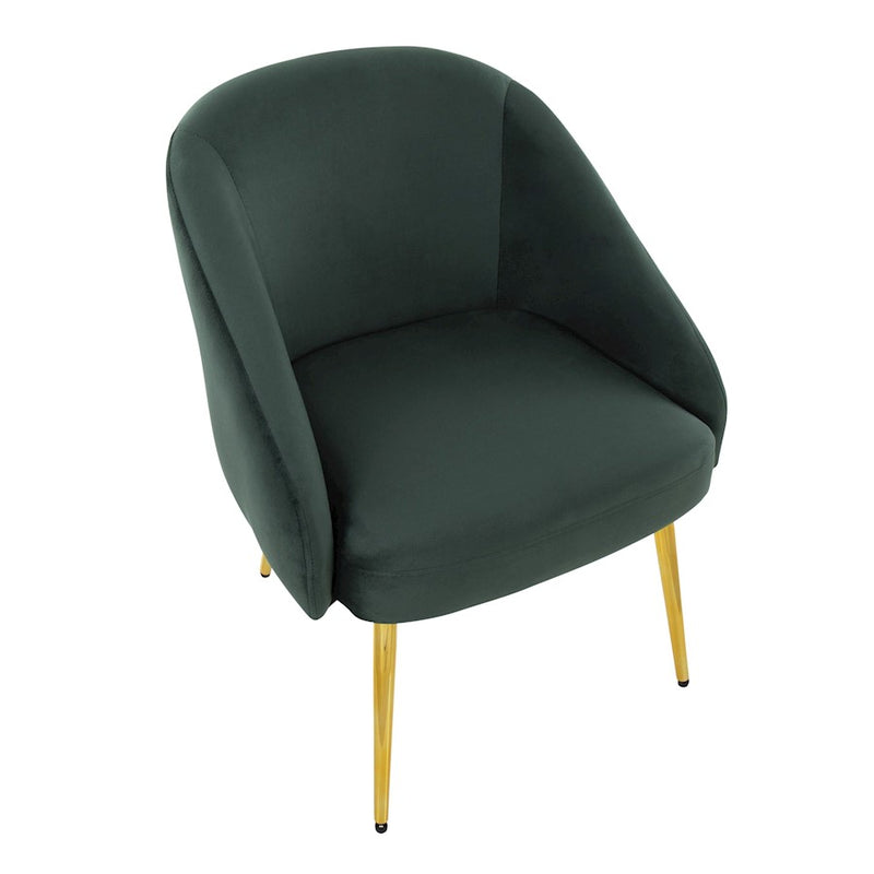 LumiSource Shiraz Chair | Glam Gold Metal & Green Velvet | Living Room & Bedroom Accent | 25 x 24 x 30.5 in | Model CH-SHIRAZAUVGN