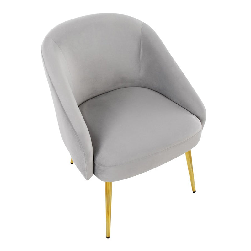 LumiSource Shiraz Chair | Glam Gold Metal & Silver Velvet | Living Room & Bedroom Accent | 25 x 24 x 30.5 in | Model CH-SHIRAZAUVSV