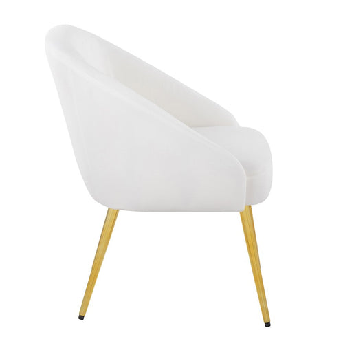 LumiSource Shiraz Chair in Gold Metal/White Velvet