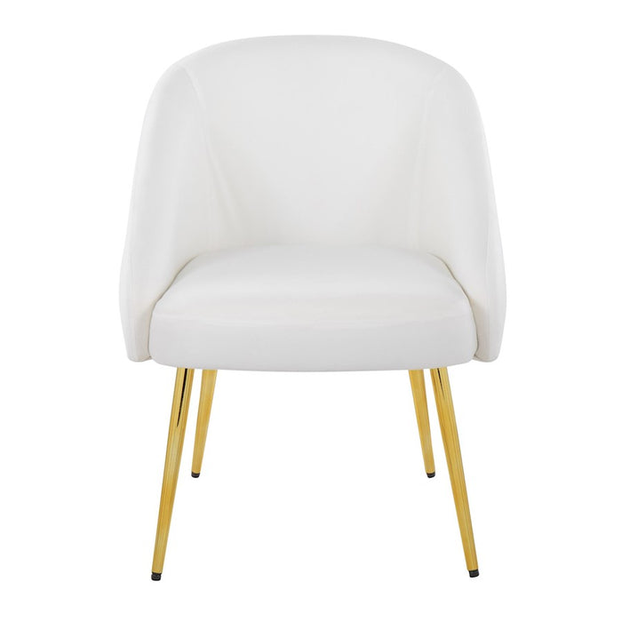 LumiSource Shiraz Chair in Gold Metal/White Velvet