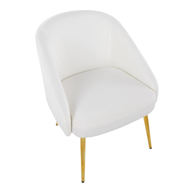 LumiSource Shiraz Chair in Gold Metal/White Velvet