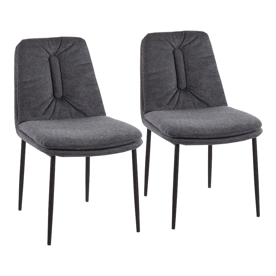 LumiSource Smith Dining Chair, Set of 2, Black Steel/Charcoal - CH-SMITHBKCHAR2