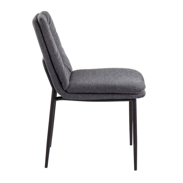 LumiSource Smith Dining Chair, Set of 2, Black Steel/Charcoal