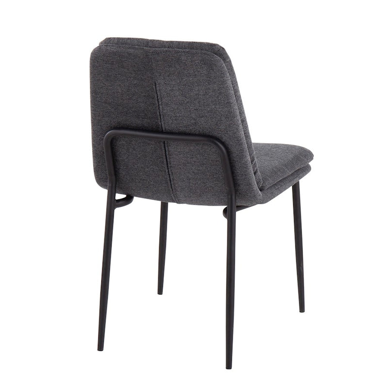 LumiSource Smith Dining Chair, Set of 2, Black Steel/Charcoal