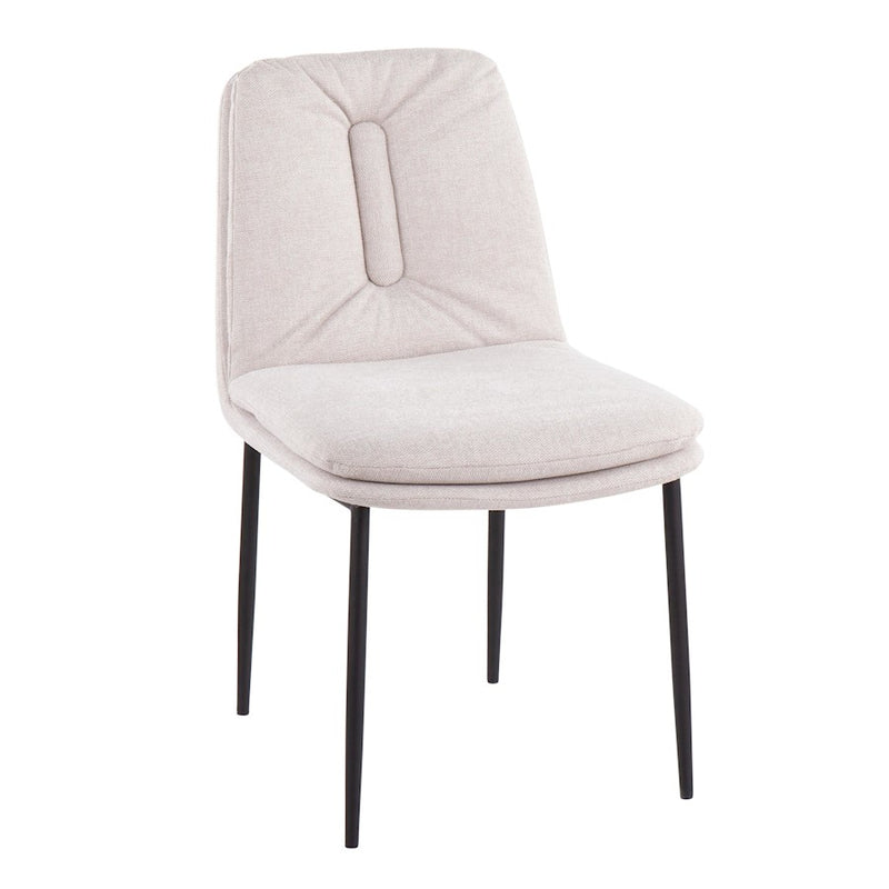 LumiSource Smith Dining Chair, Set of 2, Black Steel/Cream
