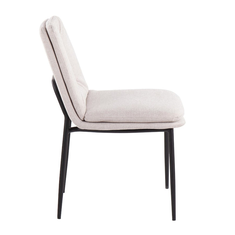 LumiSource Smith Dining Chair, Set of 2, Black Steel/Cream
