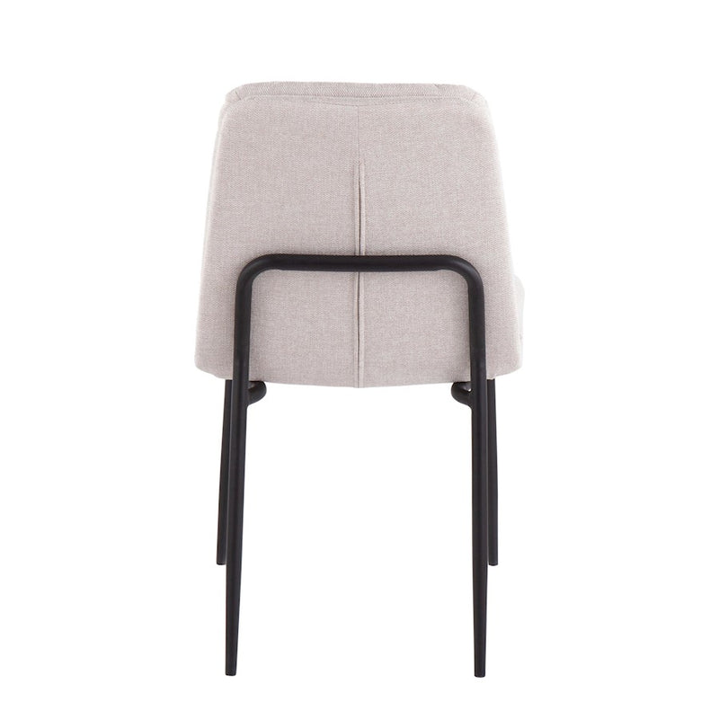 LumiSource Smith Dining Chair, Set of 2, Black Steel/Cream