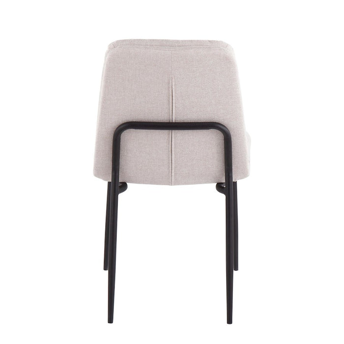 LumiSource Smith Dining Chair, Set of 2, Black Steel/Cream