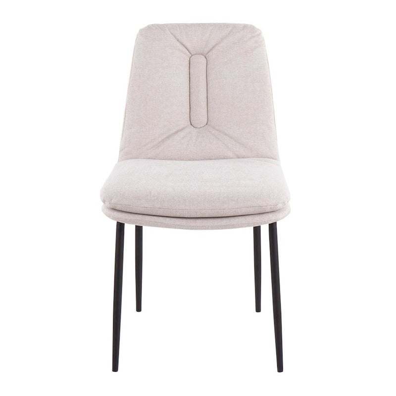 LumiSource Smith Dining Chair, Set of 2, Black Steel/Cream