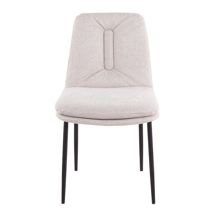 LumiSource Smith Dining Chair, Set of 2, Black Steel/Cream