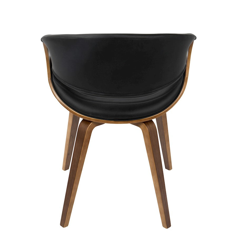 LumiSource Symphony Accent Chair | Mid-Century Walnut Wood and Black Pleated PU | Kitchen, Living Room & Dining Room Seating | Model CH-SYMPWL-BK