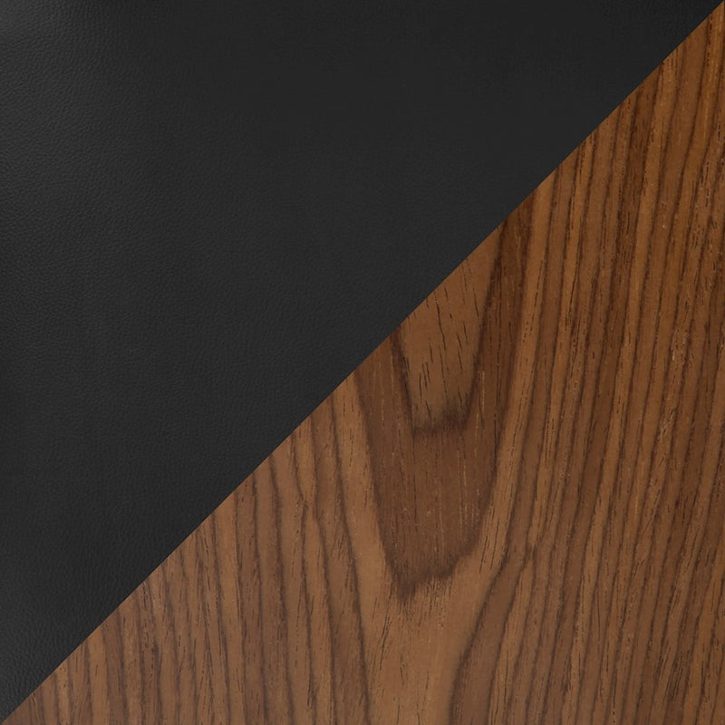 LumiSource Symphony Accent Chair | Mid-Century Walnut Wood and Black Pleated PU | Kitchen, Living Room & Dining Room Seating | Model CH-SYMPWL-BK