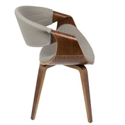 LumiSource Symphony Accent Chair | Mid-Century Walnut Wood and Light Grey Pleated PU | Kitchen, Living Room & Dining Room | Model CH-SYMPWL-LGY