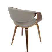 LumiSource Symphony Accent Chair | Mid-Century Walnut Wood and Light Grey Pleated PU | Kitchen, Living Room & Dining Room | Model CH-SYMPWL-LGY