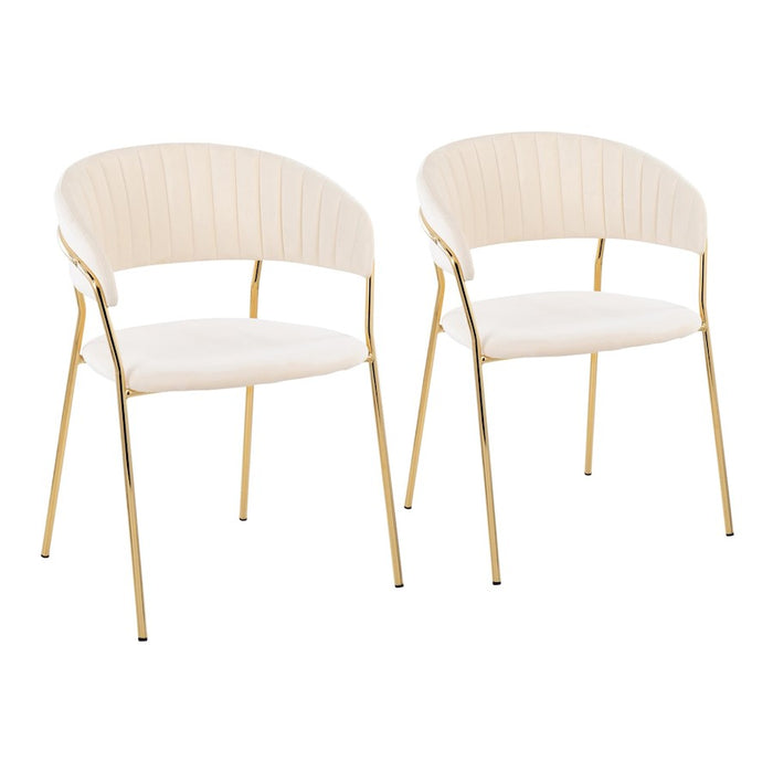 LumiSource Tania Chair, Set of 2 in Gold Metal/Cream Velvet - CH-TANIAAUVCR2