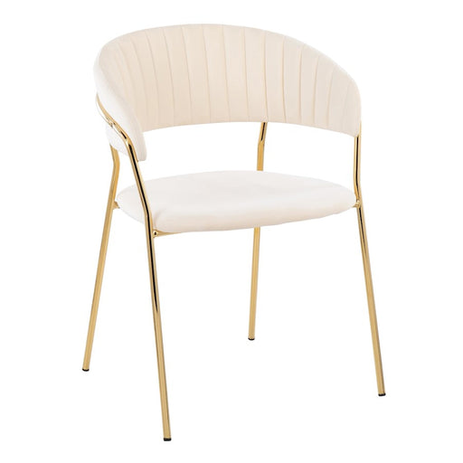 LumiSource Tania Chair, Set of 2 in Gold Metal/Cream Velvet