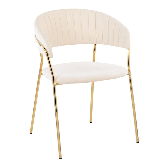 LumiSource Tania Chair, Set of 2 in Gold Metal/Cream Velvet